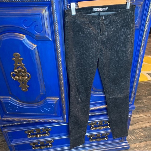 J Brand Black Snake Skin Leggings Pants Size 24 - Picture 1 of 3